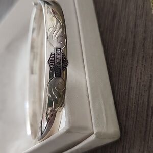 Harley-Davidson Silver Etched Wing Bangle Bracelet